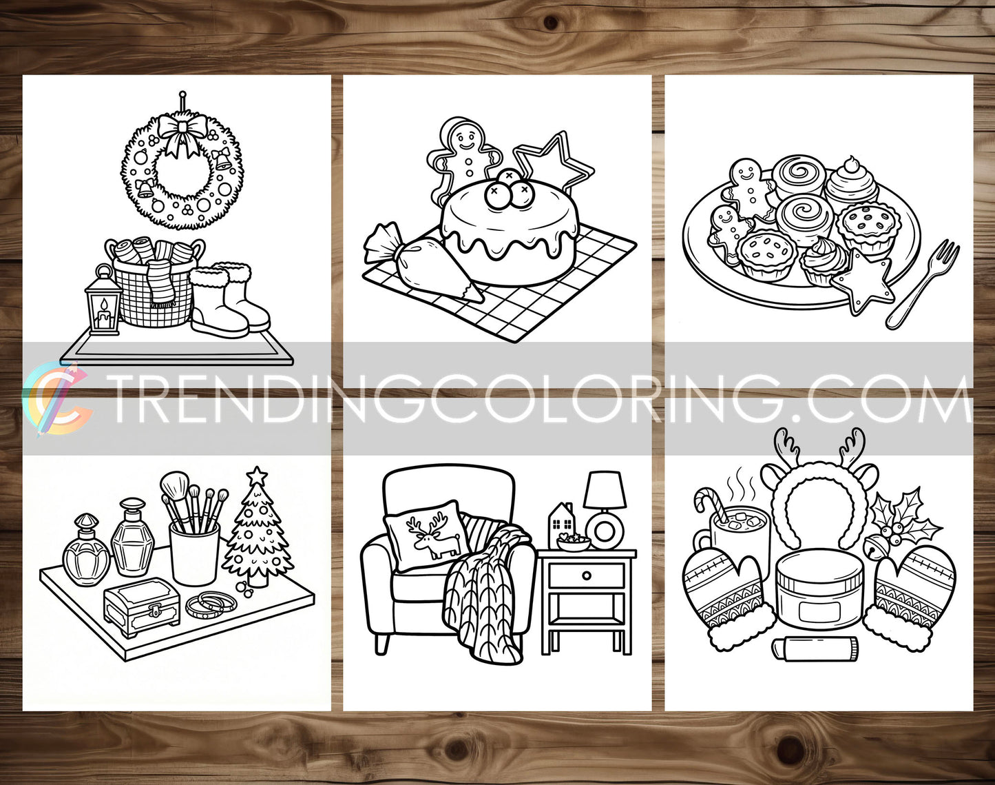 30 Cozy Girl Christmas Cute and Simple Coloring Pages - PDF Download – preview 4