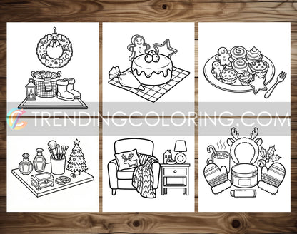 30 Cozy Girl Christmas Cute and Simple Coloring Pages - PDF Download – preview 4