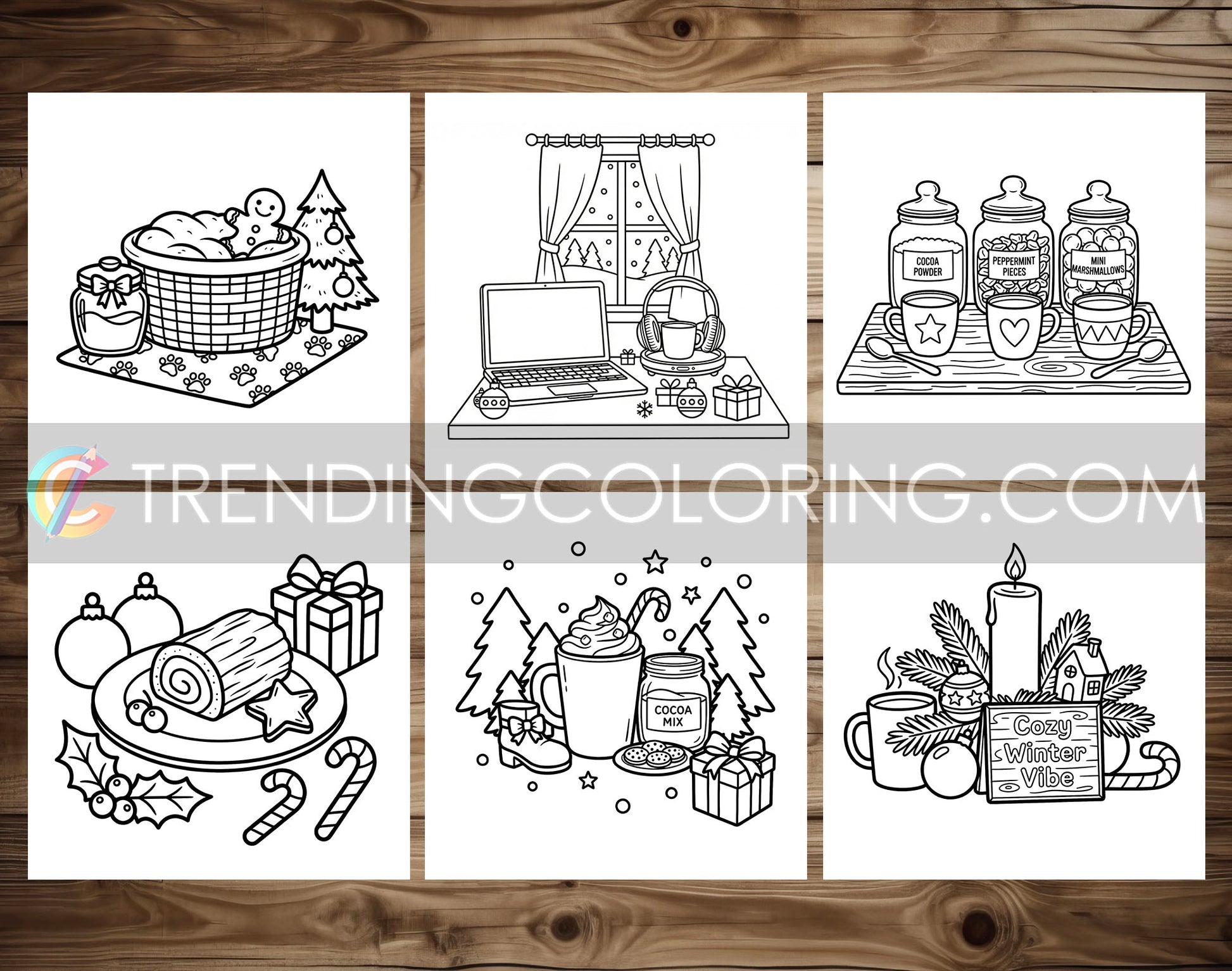 30 Cozy Girl Christmas Cute and Simple Coloring Pages - PDF Download – preview 5