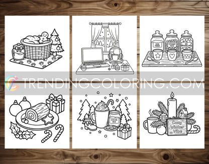 30 Cozy Girl Christmas Cute and Simple Coloring Pages - PDF Download – preview 5