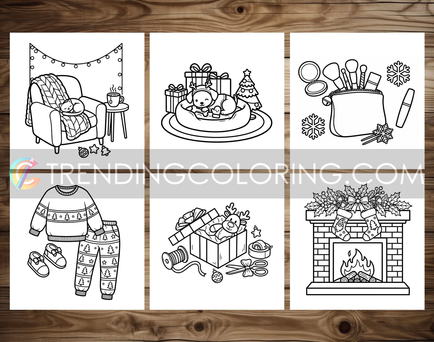 30 Cozy Girl Christmas Cute and Simple Coloring Pages - PDF Download – preview 6
