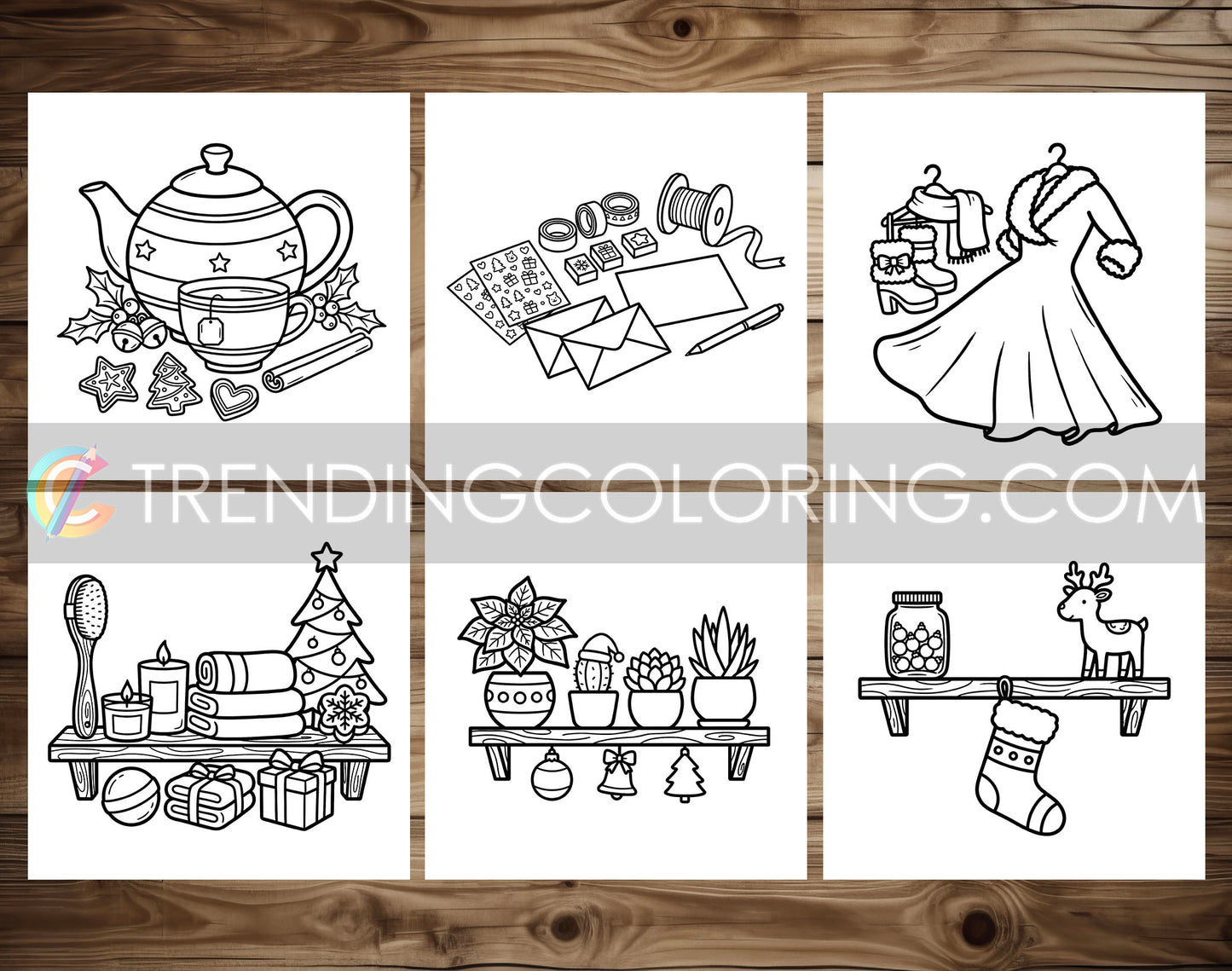 30 Cozy Girl Christmas Cute and Simple Coloring Pages - PDF Download – preview 7