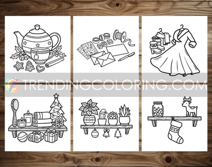 30 Cozy Girl Christmas Cute and Simple Coloring Pages - PDF Download – preview 7