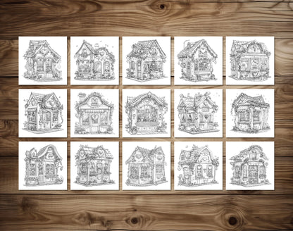 30 Flower Love Shop Grayscale Coloring Pages - Instant Download - Printable PDF Dark/Light – preview 6