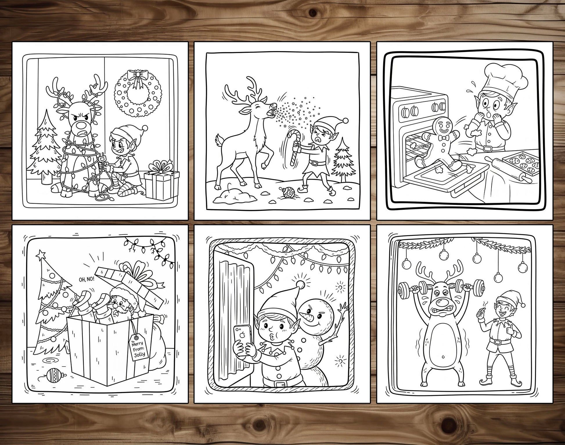 30 Silly Christmas Cute and Simple Coloring Pages - PDF Download – preview 6