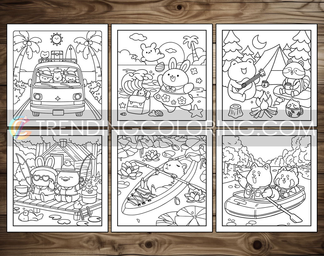 30 Summer Moments Cute and Simple Coloring Pages - PDF Download – preview 5
