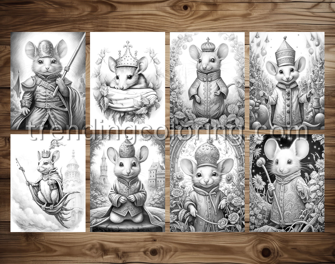 30 The Little Mouse Prince Grayscale Coloring Pages - Instant Download - Printable PDF Dark/Light – preview 3