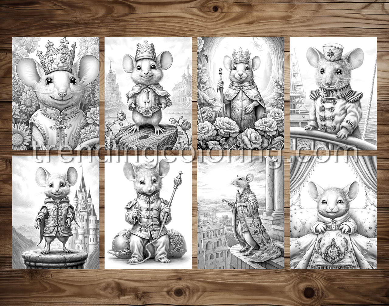 30 The Little Mouse Prince Grayscale Coloring Pages - Instant Download - Printable PDF Dark/Light – preview 4