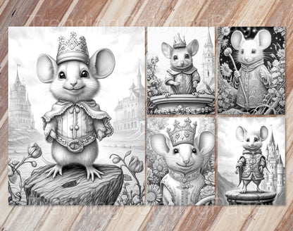 30 The Little Mouse Prince Grayscale Coloring Pages - Instant Download - Printable PDF Dark/Light – preview 5