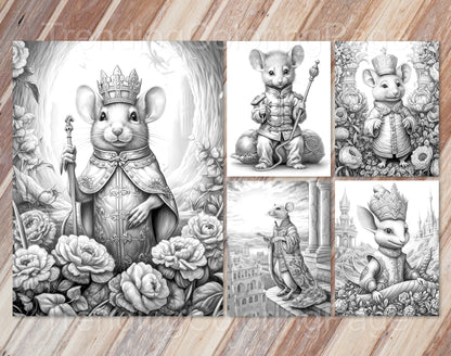 30 The Little Mouse Prince Grayscale Coloring Pages - Instant Download - Printable PDF Dark/Light – preview 6