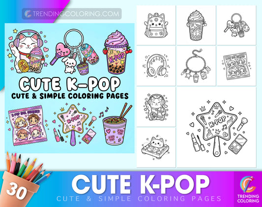 30 Cute K-Pop Cute and Simple Coloring Pages - PDF Download