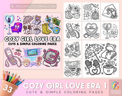 33 Cozy Girl Love Era 1 Cute and Simple Coloring Pages - PDF Download