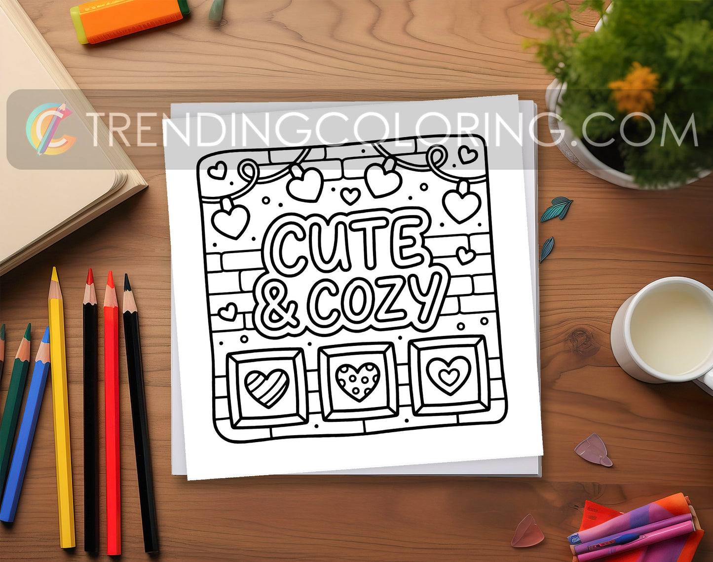 33 Cozy Girl Love Era 2 Cute and Simple Coloring Pages - PDF Download – preview 4