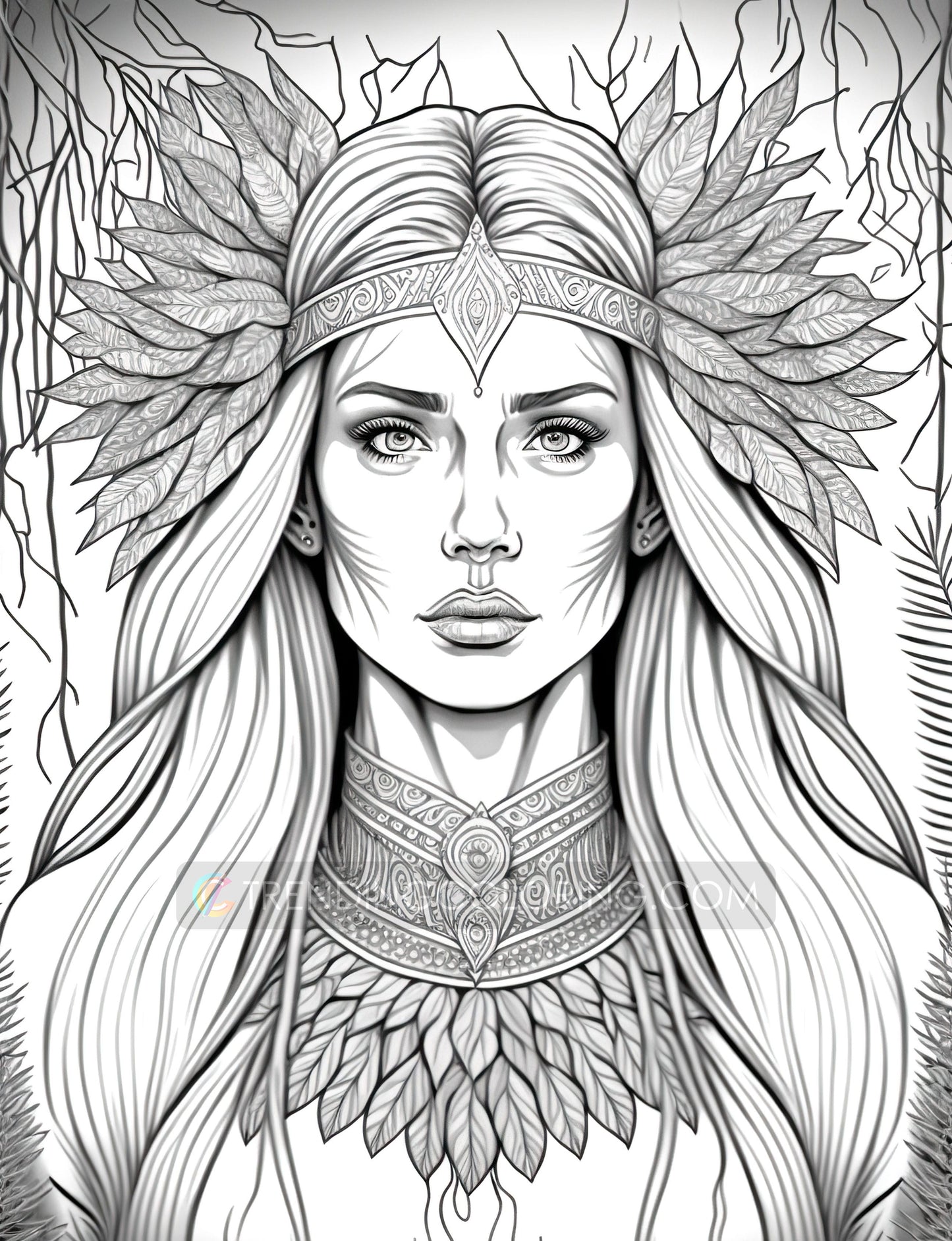 35 Boho Beauties Grayscale Coloring Pages - Instant Download - Printable PDF – preview 5