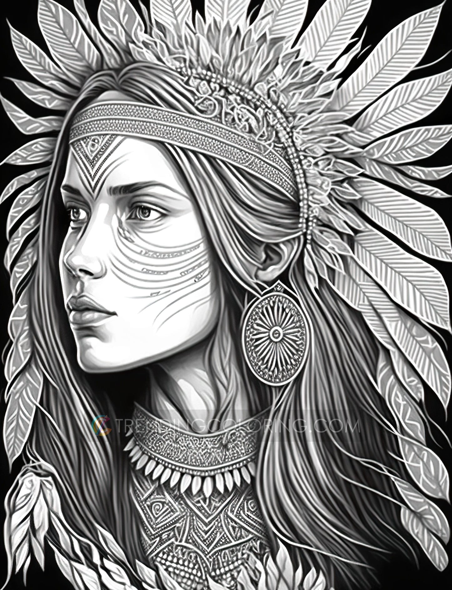 35 Boho Beauties Grayscale Coloring Pages - Instant Download - Printable PDF – preview 7