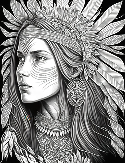 35 Boho Beauties Grayscale Coloring Pages - Instant Download - Printable PDF – preview 7