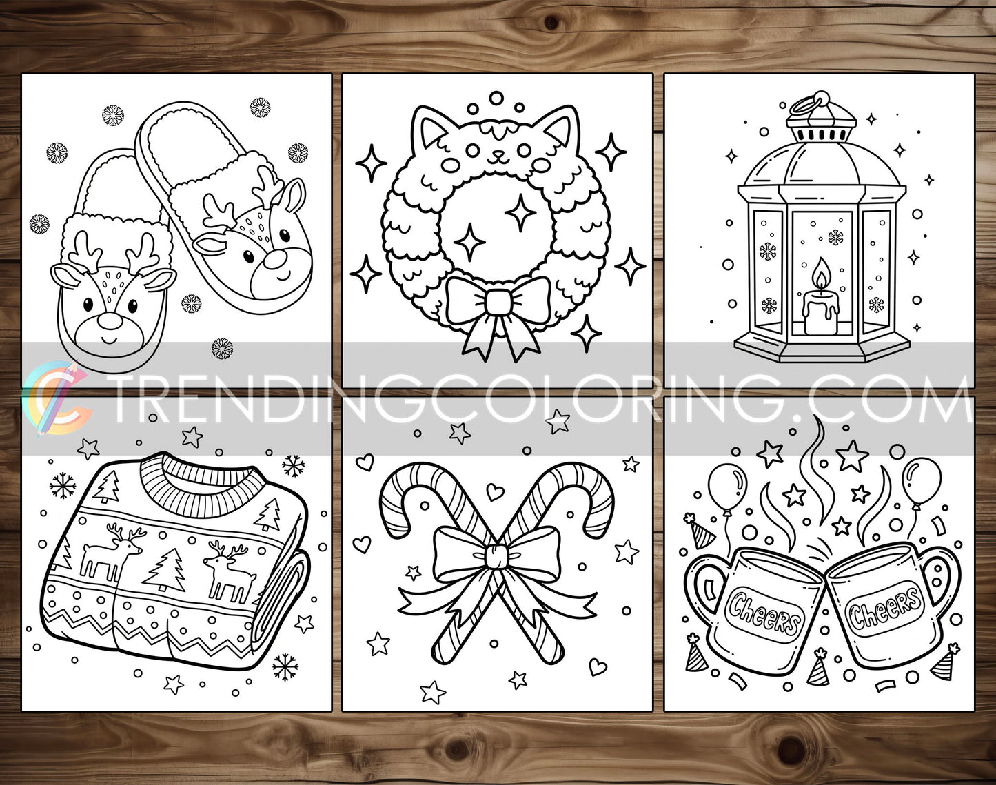 35 Cozy Christmas Cute and Simple Coloring Pages - PDF Download – preview 3