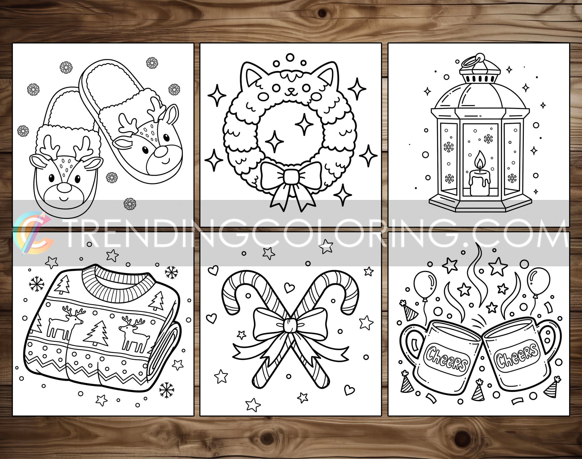 35 Cozy Christmas Cute and Simple Coloring Pages - PDF Download – preview 3