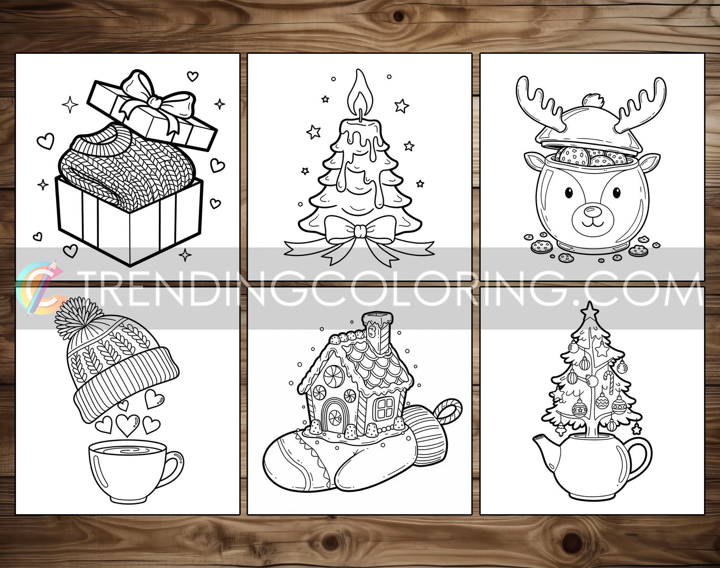 35 Cozy Christmas Cute and Simple Coloring Pages - PDF Download – preview 4
