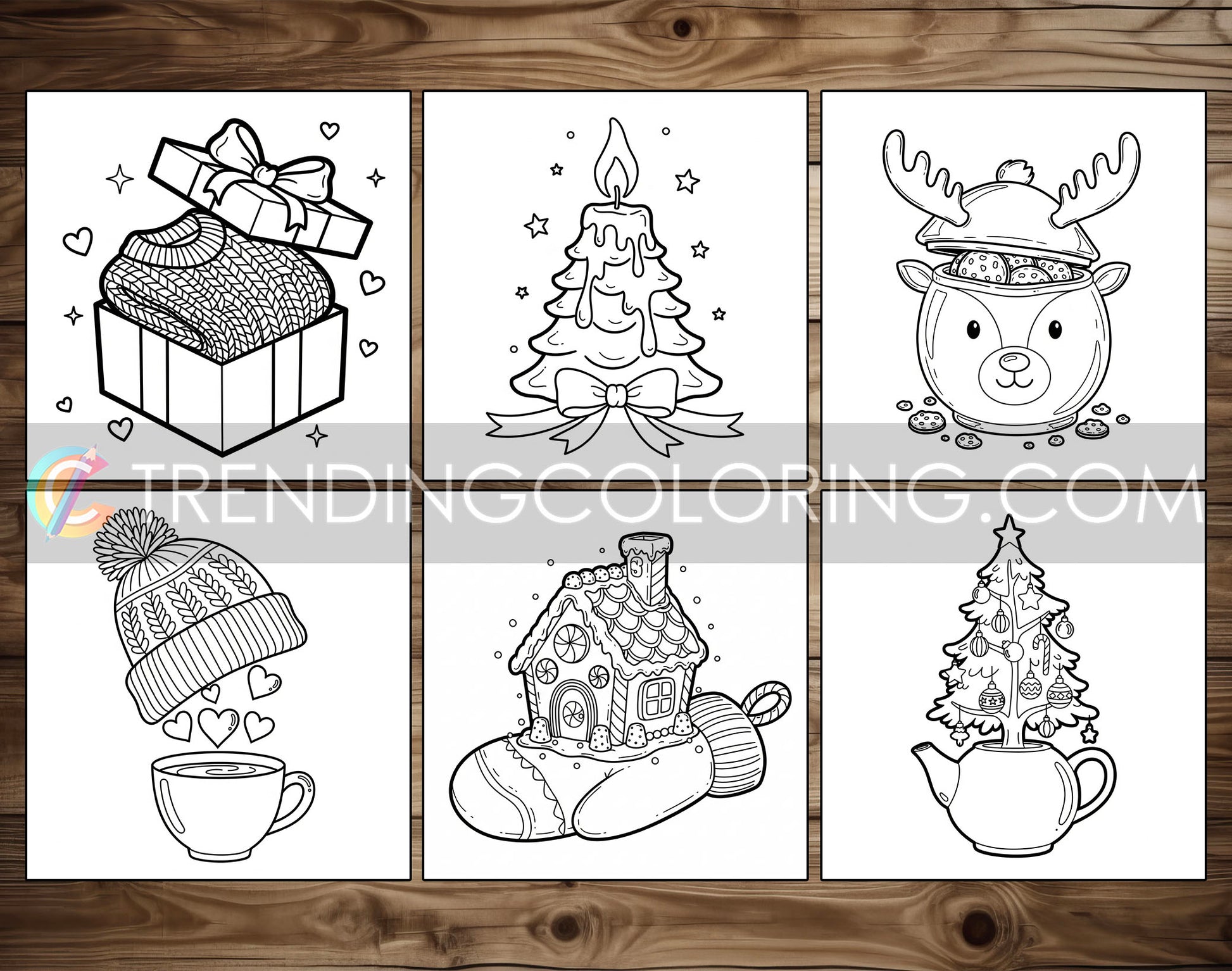 35 Cozy Christmas Cute and Simple Coloring Pages - PDF Download – preview 4