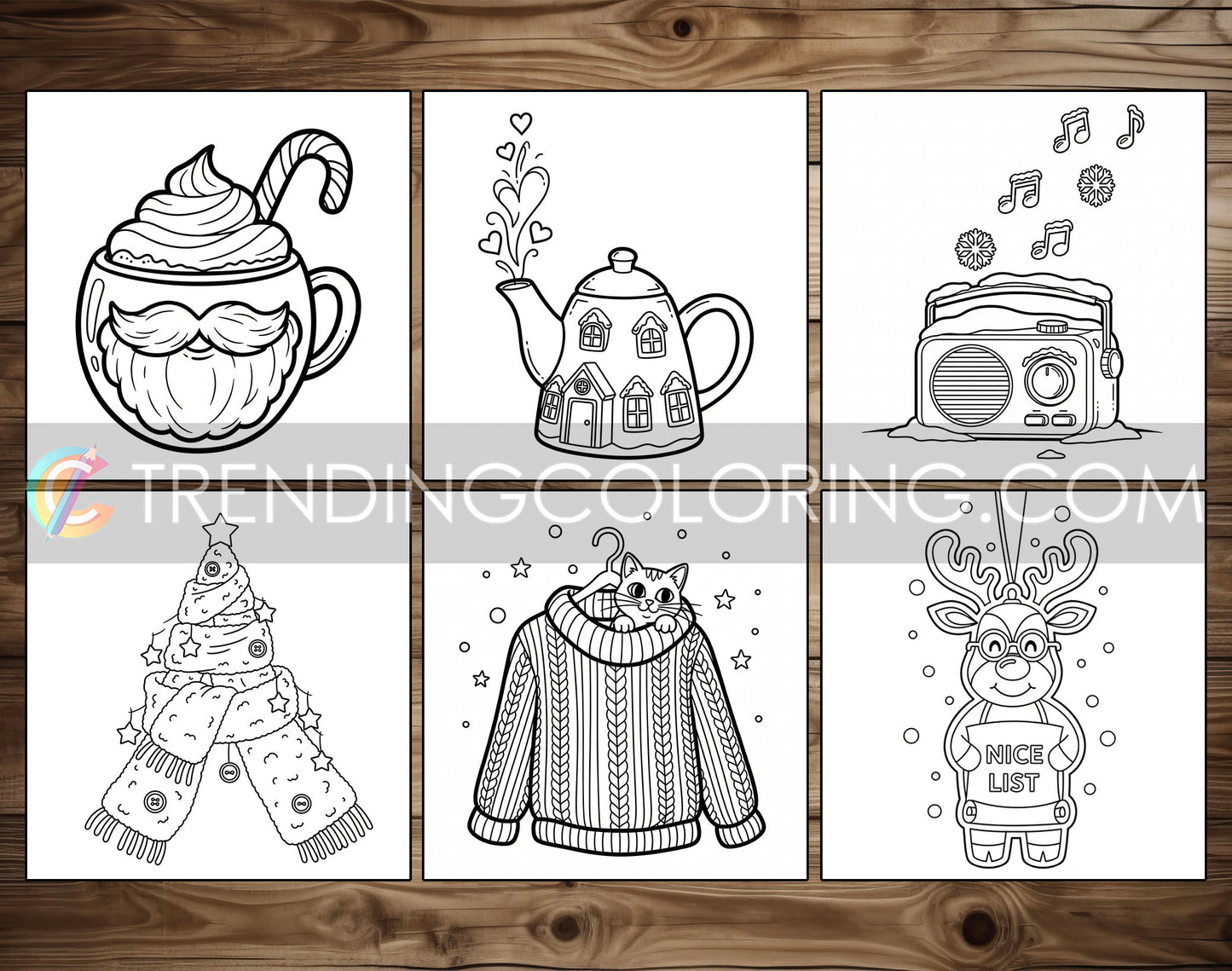 35 Cozy Christmas Cute and Simple Coloring Pages - PDF Download – preview 5