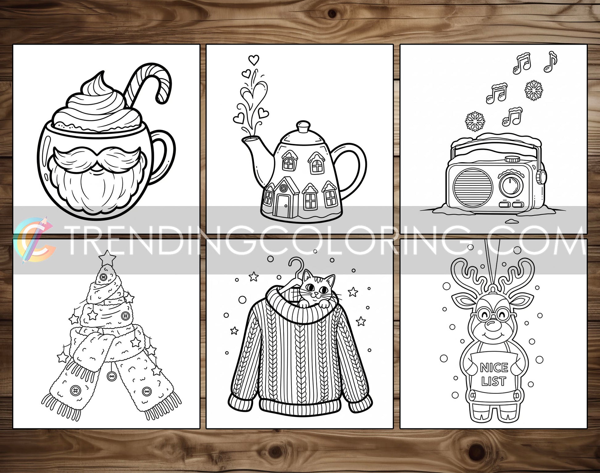 35 Cozy Christmas Cute and Simple Coloring Pages - PDF Download – preview 5