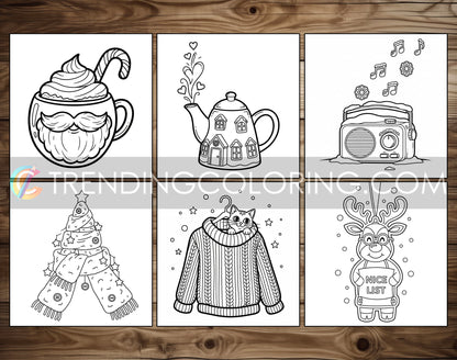 35 Cozy Christmas Cute and Simple Coloring Pages - PDF Download – preview 5