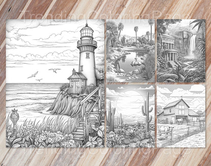 35 Mindful Nature Grayscale Coloring Pages- Instant Download - Printable PDF Dark/Light – preview 5