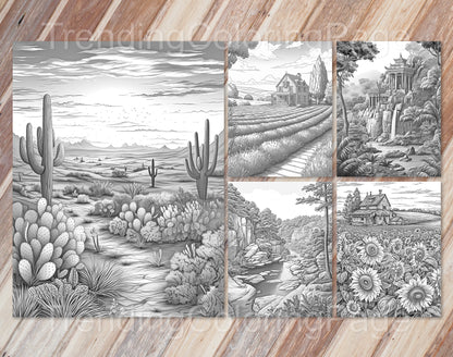 35 Mindful Nature Grayscale Coloring Pages- Instant Download - Printable PDF Dark/Light – preview 6