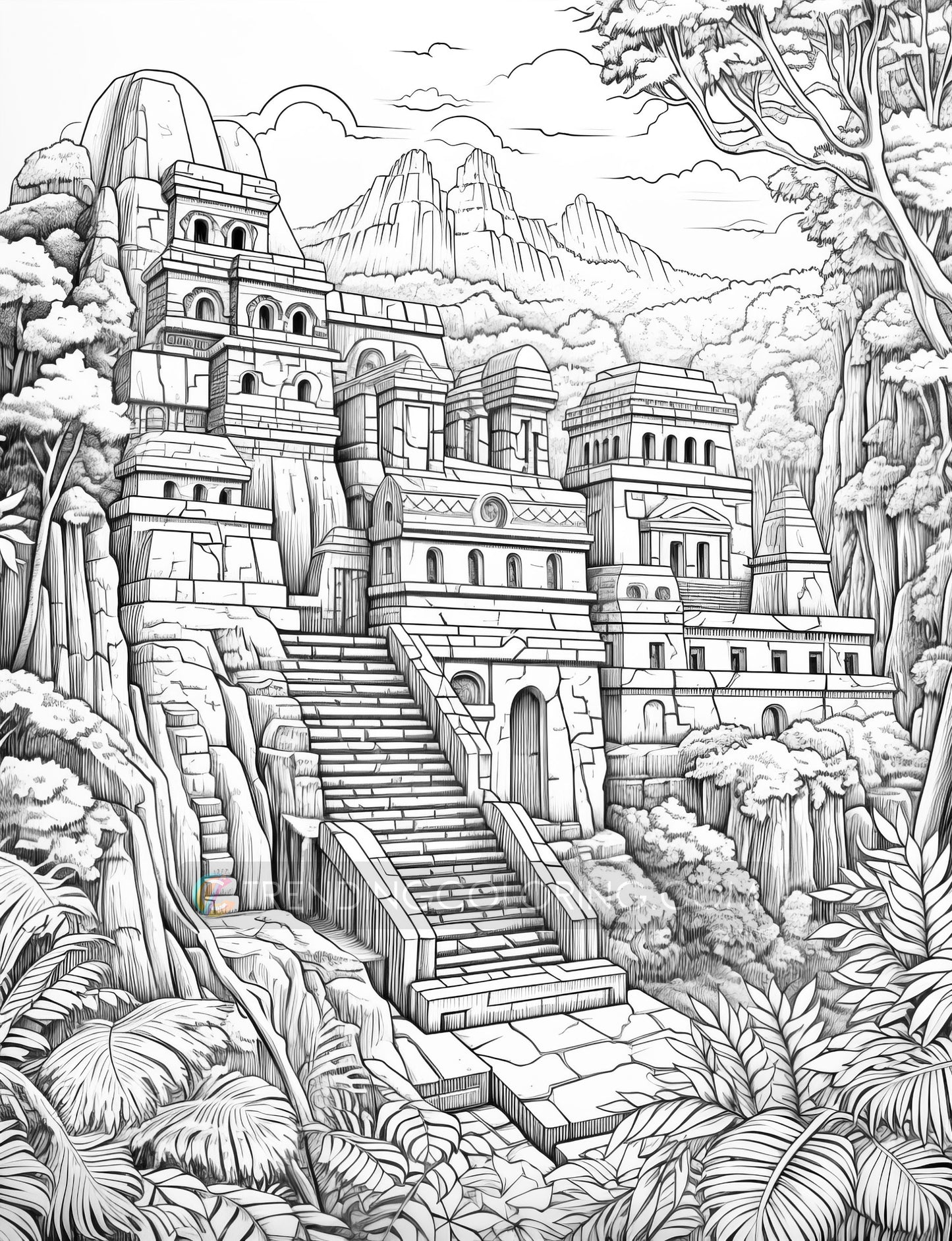 50 Mysterious Civilization Coloring Pages - Instant Download - Printable PDF Dark/Light