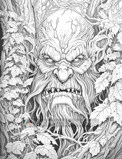 40 Freak of Horror Graustufen Malbuchseiten - Halloween Ausmalen - Sofortiger Download - Druckbare PDF Dunkel/Hell