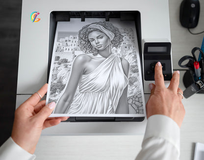 50 Diverse Black Beauties Grayscale Coloring Pages - Instant Download - Printable PDF Dark/Light