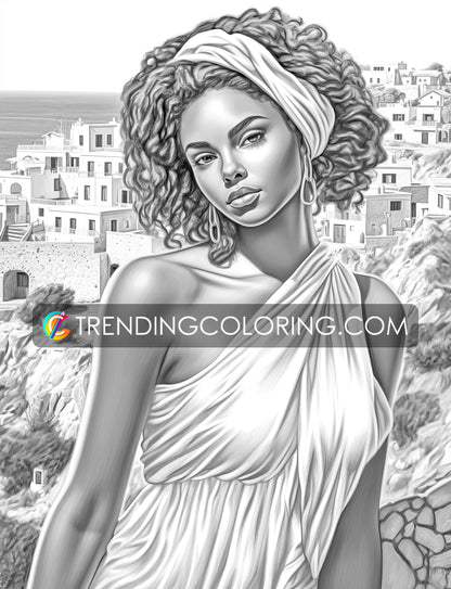 50 Diverse Black Beauties Grayscale Coloring Pages - Instant Download - Printable PDF Dark/Light