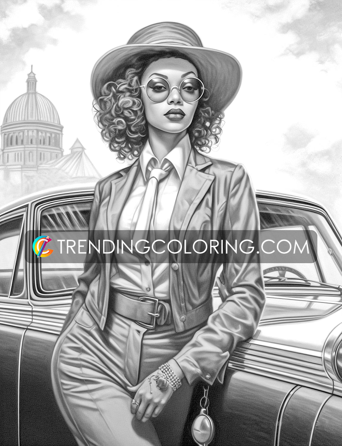 50 Diverse Black Beauties Grayscale Coloring Pages - Instant Download - Printable PDF Dark/Light – preview 5
