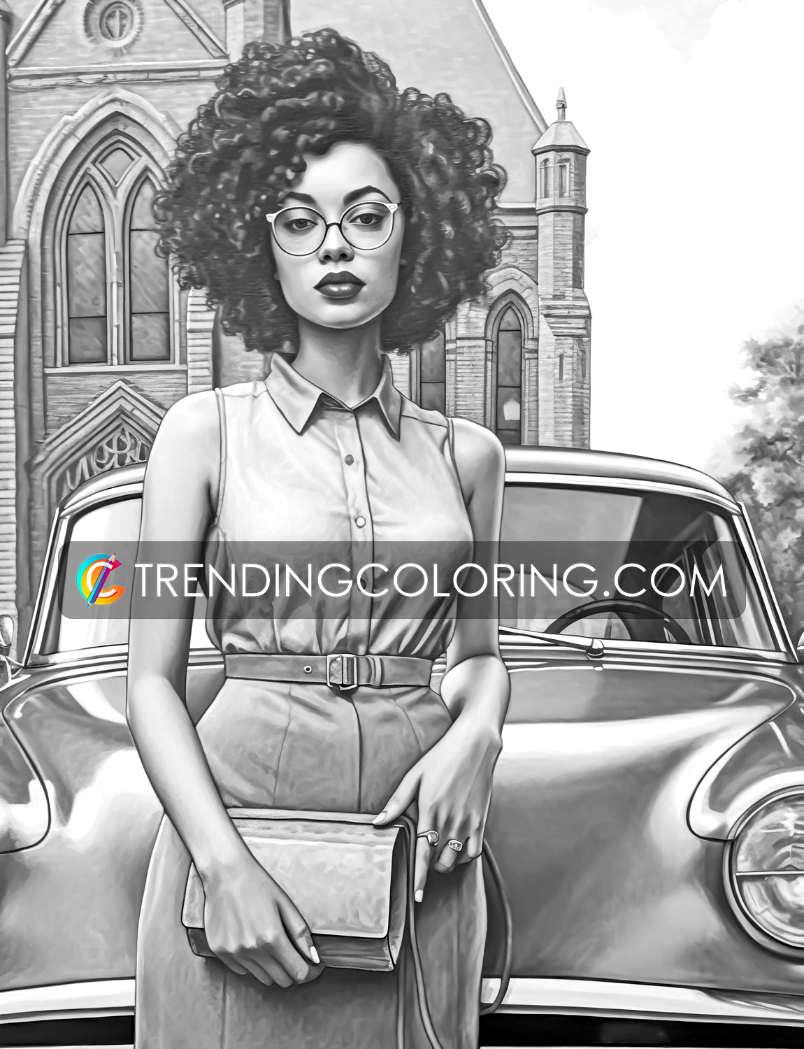 50 Diverse Black Beauties Grayscale Coloring Pages - Instant Download - Printable PDF Dark/Light – preview 7
