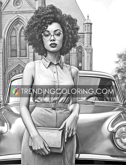 50 Diverse Black Beauties Grayscale Coloring Pages - Instant Download - Printable PDF Dark/Light – preview 7