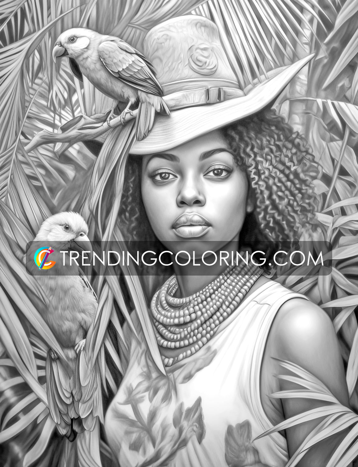 50 Diverse Black Beauties Grayscale Coloring Pages - Instant Download - Printable PDF Dark/Light – preview 9
