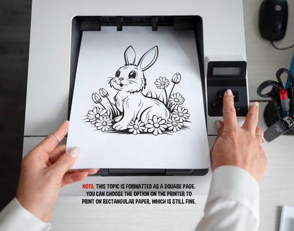 40 Cute Cartoon Bunny - Simple Coloring Pages - Instant Download - Printable PDF – preview 2