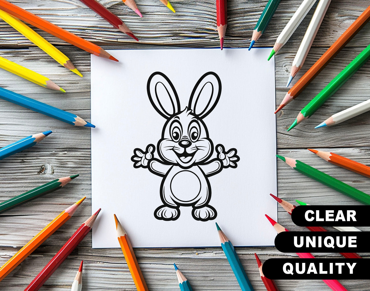 40 Cute Cartoon Bunny - Simple Coloring Pages - Instant Download - Printable PDF – preview 3