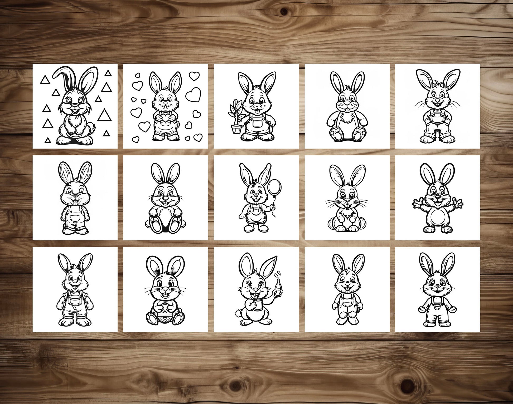 40 Cute Cartoon Bunny - Simple Coloring Pages - Instant Download - Printable PDF – preview 5