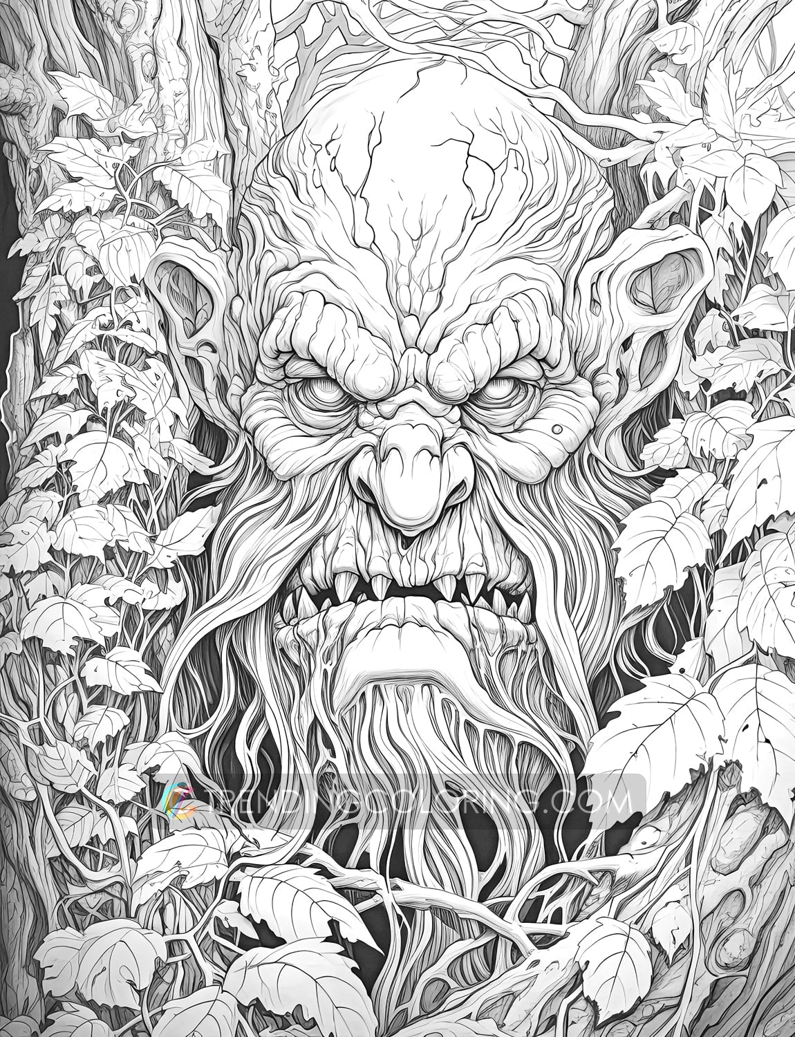 40 Freak of Horror Grayscale Coloring Pages - Halloween Coloring - Instant Download - Printable PDF Dark/Light – preview 10