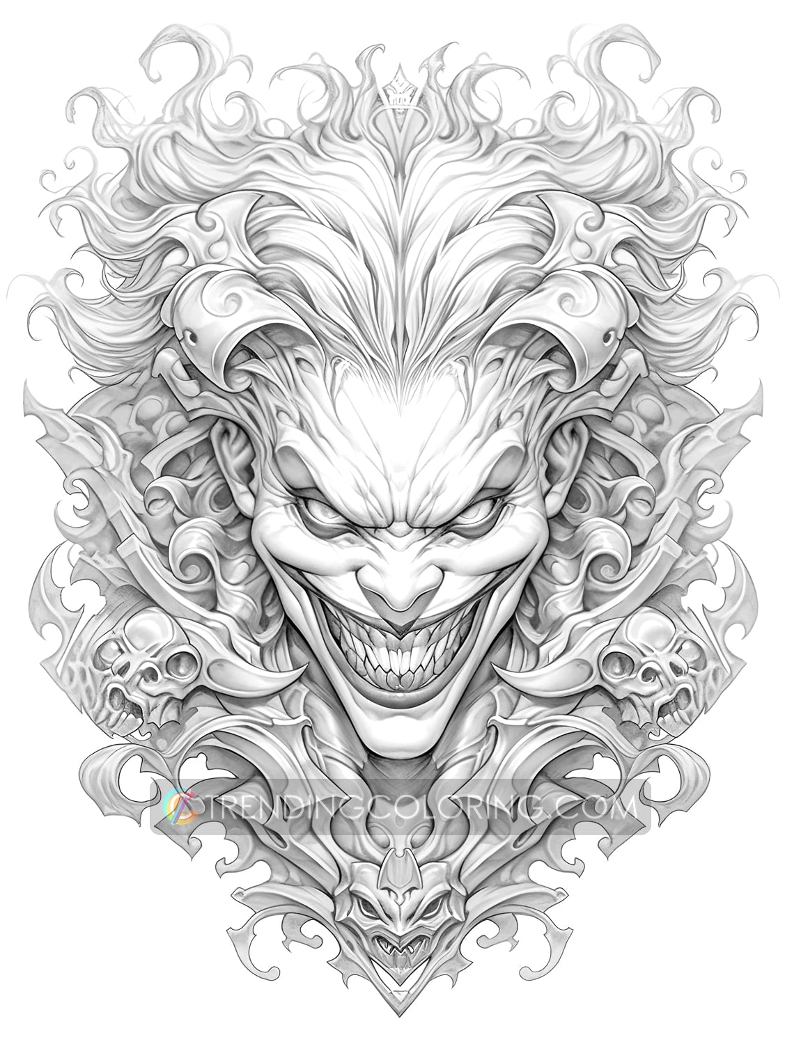 40 Freak of Horror Grayscale Coloring Pages - Halloween Coloring - Instant Download - Printable PDF Dark/Light – preview 9