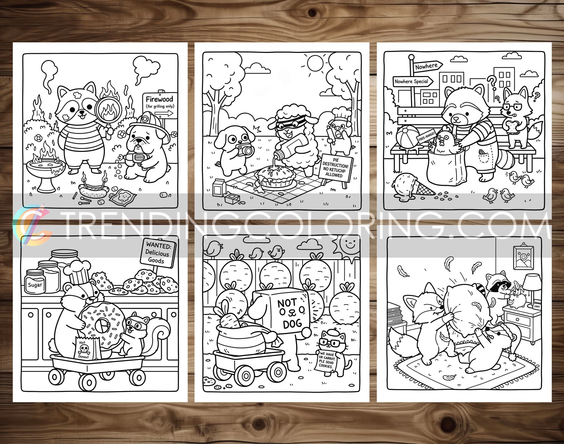 45 Silly Crimes Cute and Simple Coloring Pages - PDF Download – preview 5