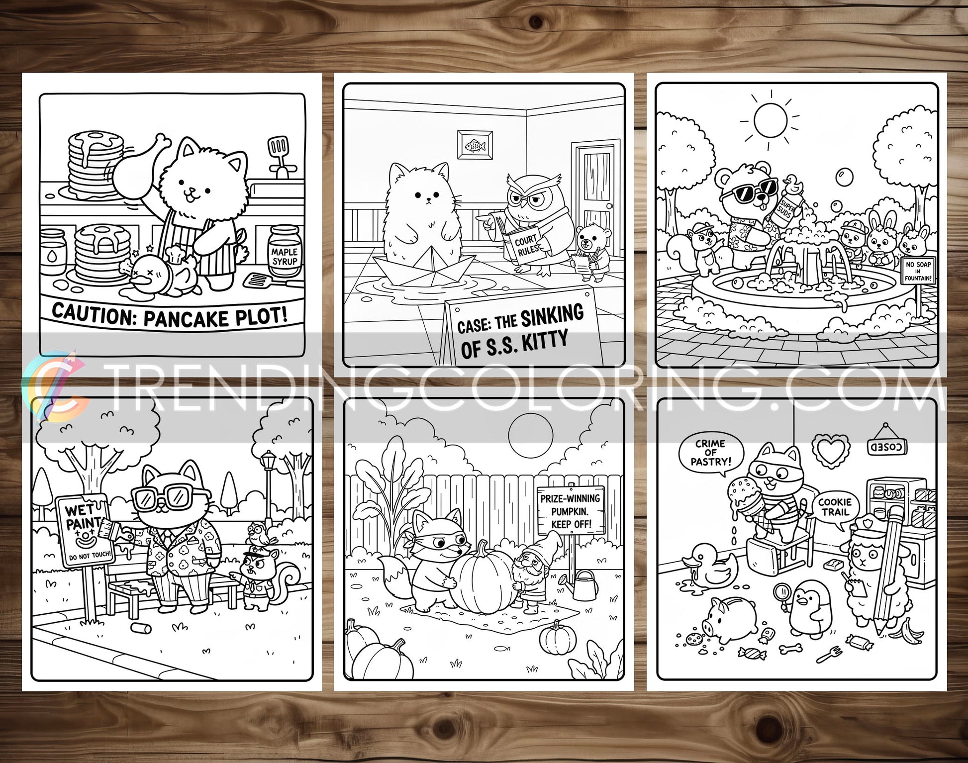 45 Silly Crimes Cute and Simple Coloring Pages - PDF Download – preview 7