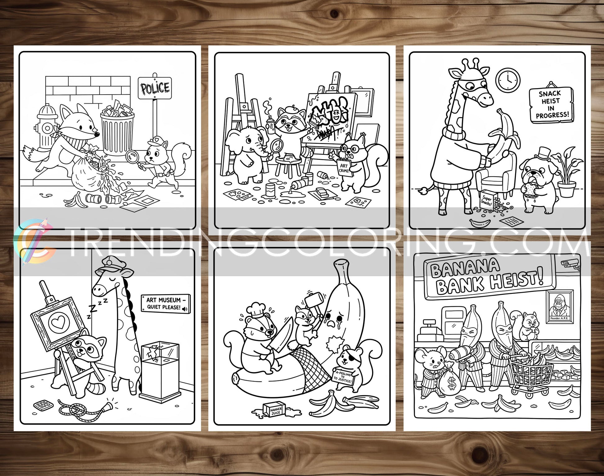 45 Silly Crimes Cute and Simple Coloring Pages - PDF Download – preview 8