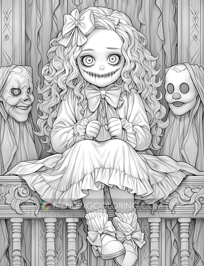 40 Freak of Horror Graustufen Malbuchseiten - Halloween Ausmalen - Sofortiger Download - Druckbare PDF Dunkel/Hell