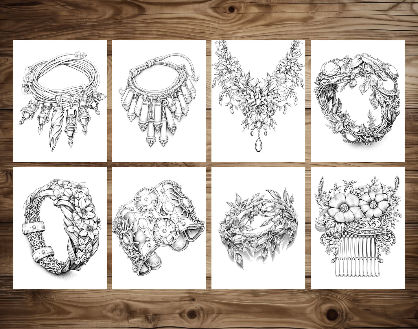 50 Jewelry Collection Coloring Pages - Instant Download - Printable