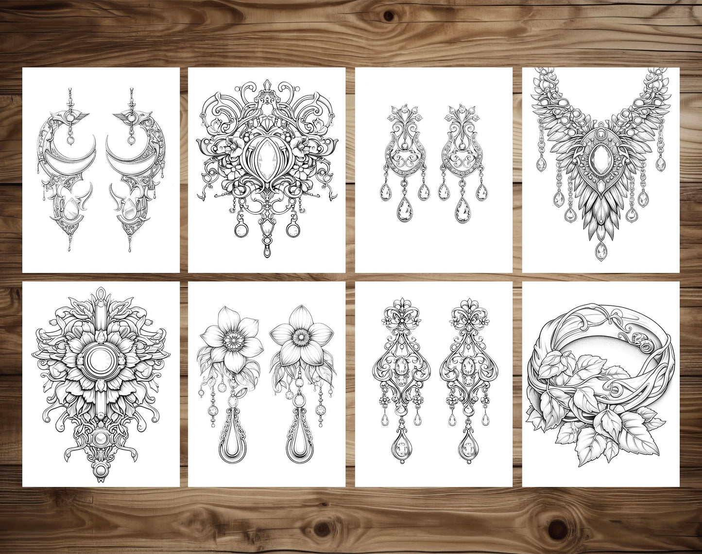 50 Jewelry Collection Coloring Pages - Instant Download - Printable