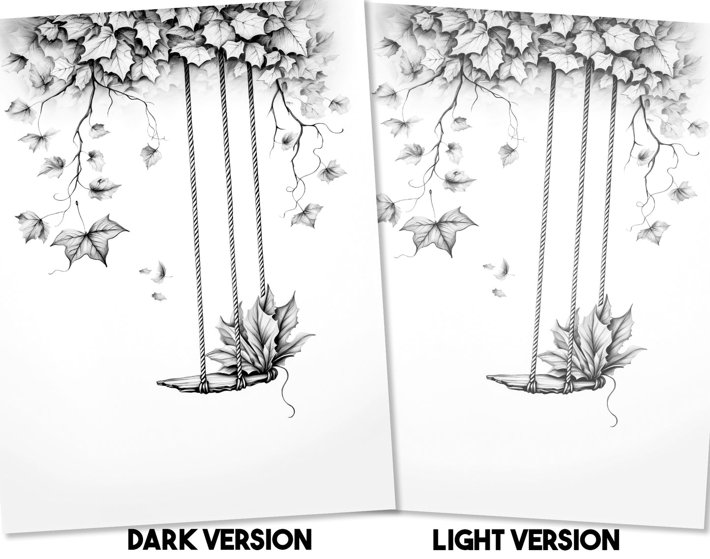 50 Minimalist Autumn Grayscale Coloring Pages - Instant Download - Printable PDF Dark/Light