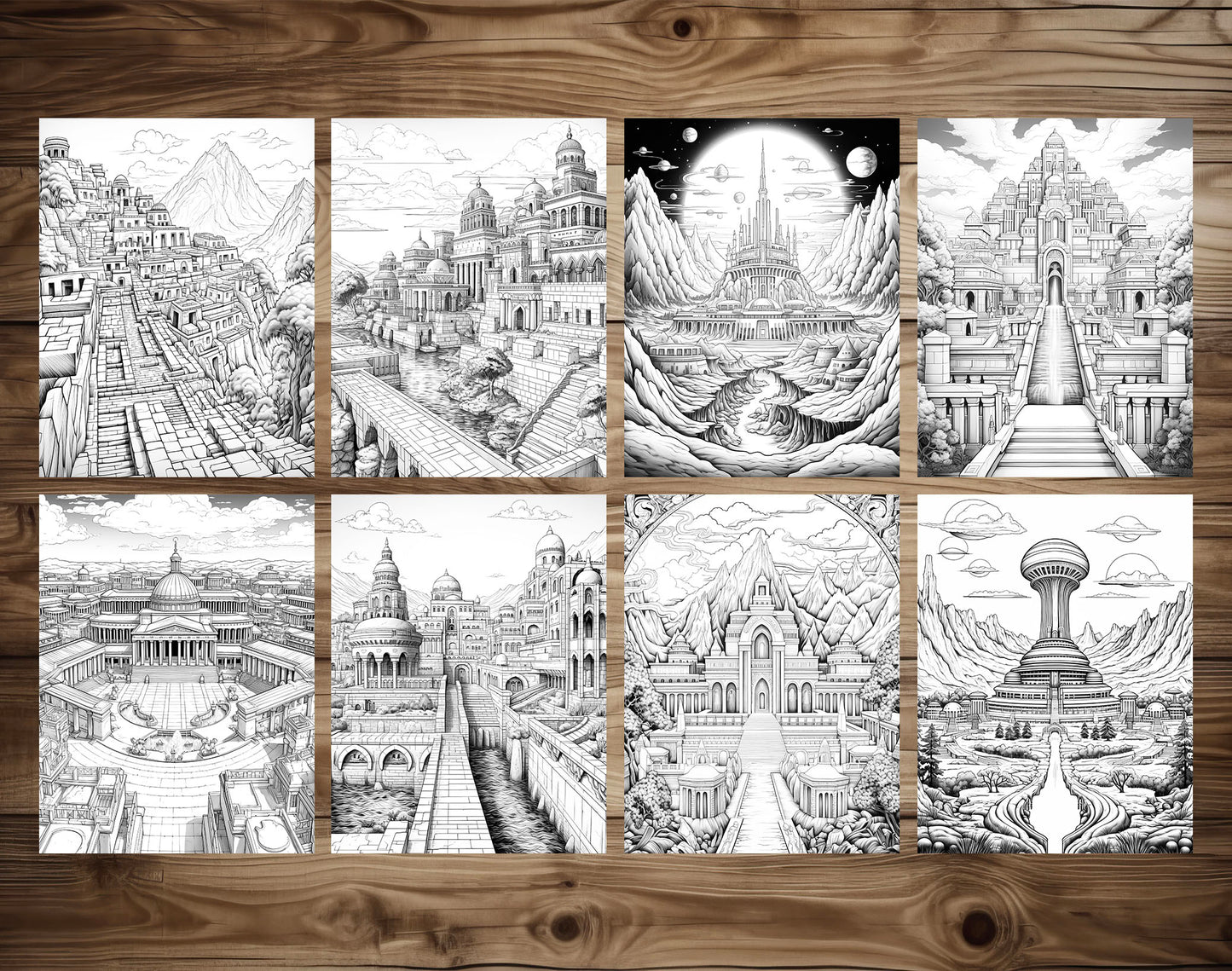 50 Mysterious Civilization Coloring Pages - Instant Download - Printable PDF Dark/Light